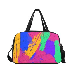 Groovy Paint Brush Strokes with Music Notes Fitness Handbag (Model 1671)