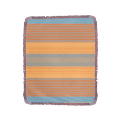 Yellow Orange Blue Stripe Pattern Ultra-Soft Fringe Blanket 50"x60" (Mixed Pink)