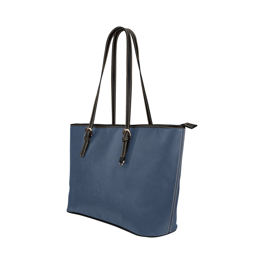 Storm Sky Blue Gray Leather Tote Bag/Large (Model 1651)