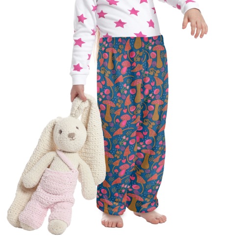 Unique Mushroom Pattern Little Kids' Coral Fleece Pajama Trousers (Model L76)