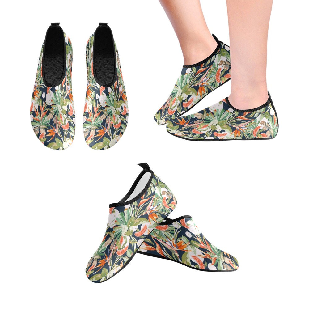 Dark modern paint tropical paradise Women's Slip-On Water Shoes (Model 056)