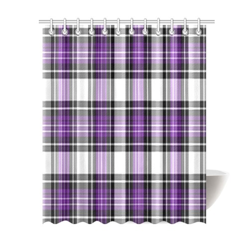 Purple Black Plaid Shower Curtain 69"x84"