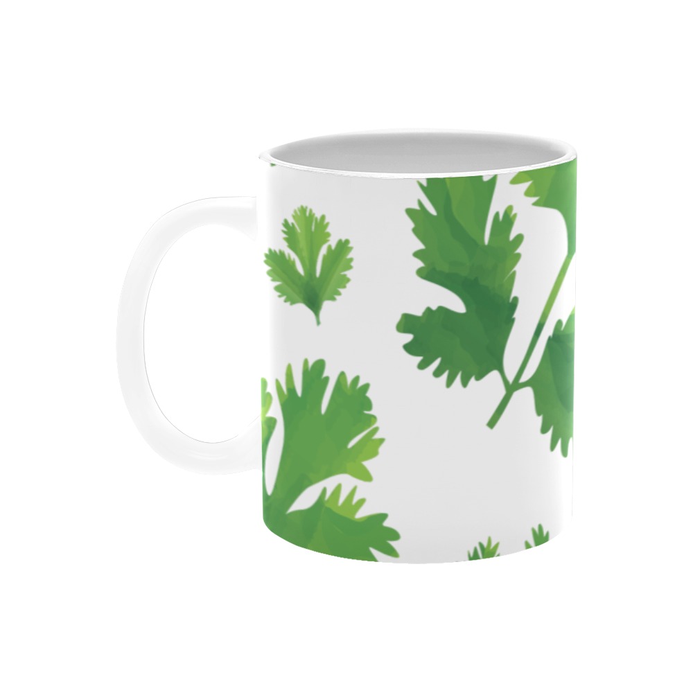 Green parsley leaves pattern White Mug(11OZ)