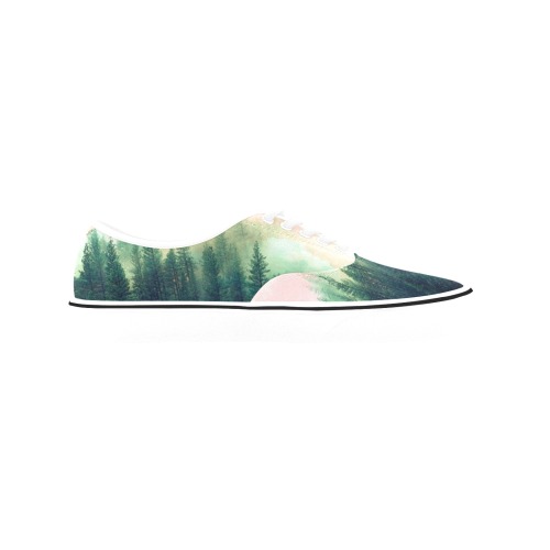 Mountain_landscape_painting Classic Men's Canvas Low Top Shoes (Model E001-4)