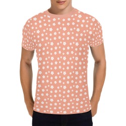 Aesthetic Orange Floral Pattern All Over Print T-Shirt for Men (USA Size) (Model T40)