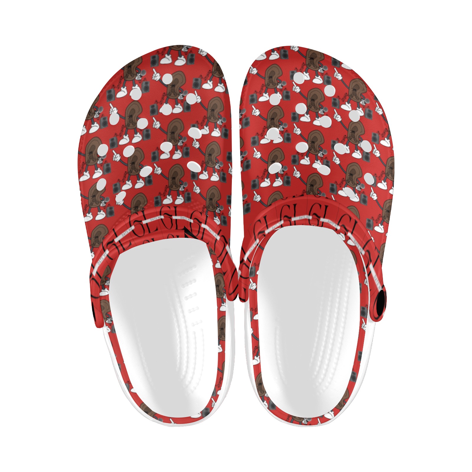 lg Red Custom Print Foam Clogs for Adults