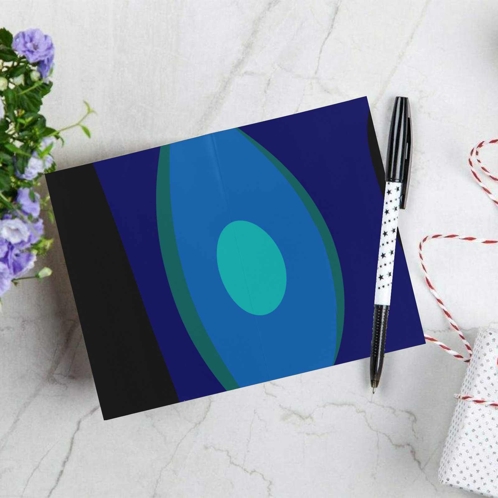 Dimensional Blue Abstract 915 Greeting Card 8"x6"
