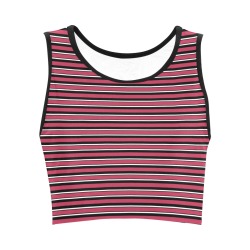 Magenta, Black and White Stripes Women's Crop Top (Model T42)