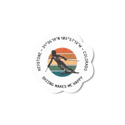 Ski Keystone, Colorado - Woman Skier, Black Text