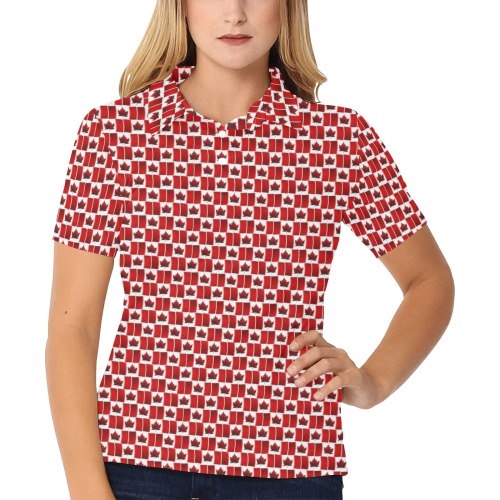Canadian Flag Team Shirts Women's All Over Print Polo Shirt (Model T55)