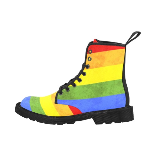 Gay Pride Flag Martin Boots for Women (Black) (Model 1203H)