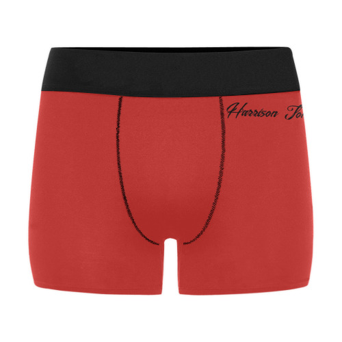 RED Men's Boxer Briefs w/ Custom Waistband (Merged Design) (Model L10)
