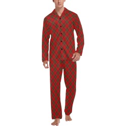 Holiday Plaid Christmas Men's V-Neck Long Pajama Set