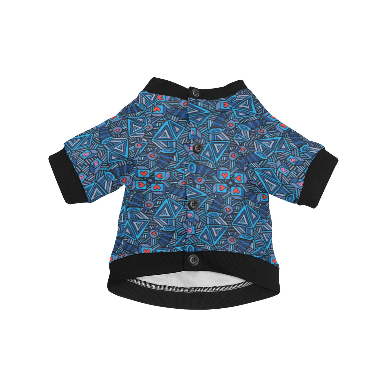Blue Doodles - Hearts And Smiles Pet Dog Round Neck Shirt