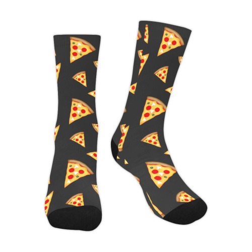 Cool and fun pizza slices pattern dark gray Trouser Socks (For Men)