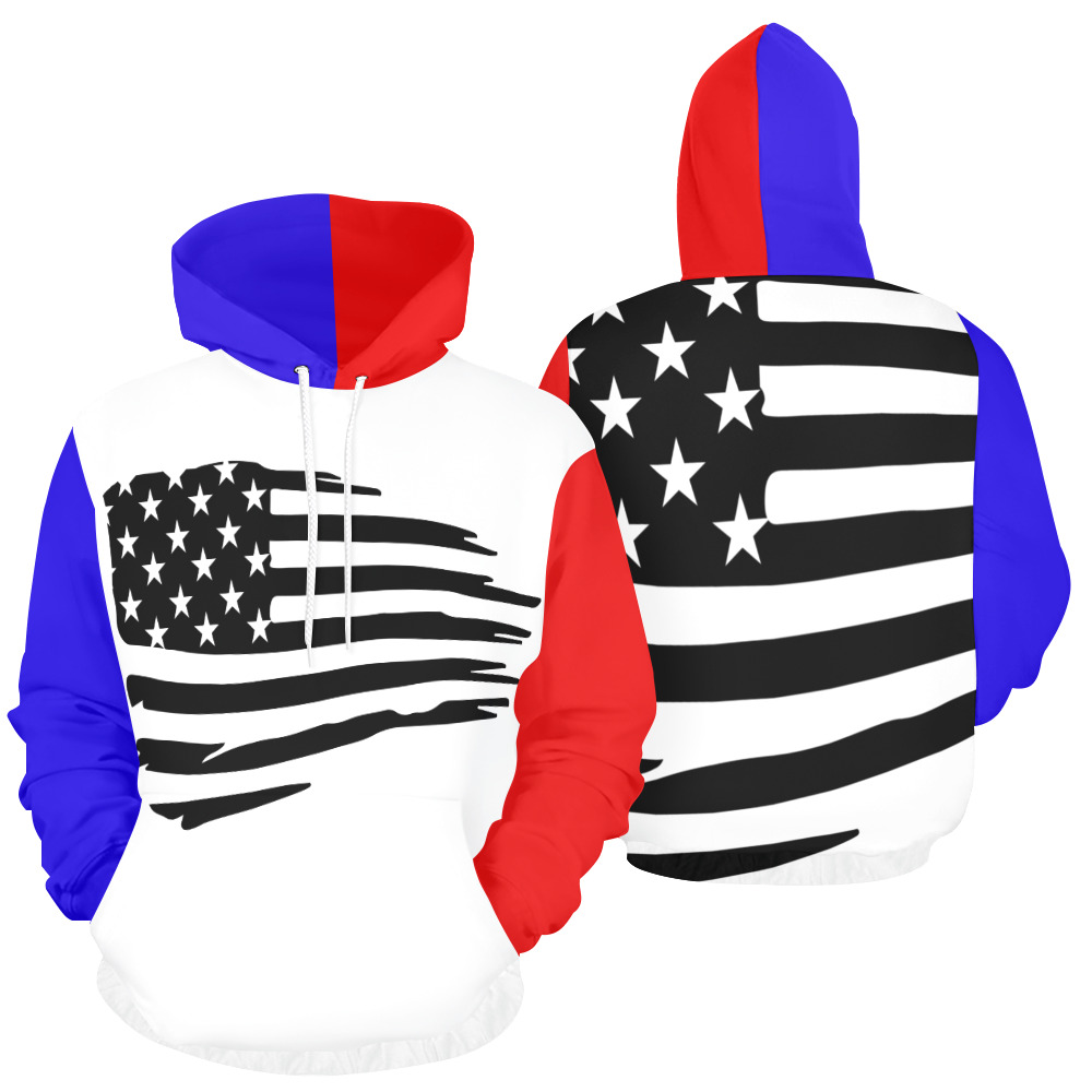Black American Flag Red/White/Blue Hoodie All Over Print Hoodie for Men (USA Size) (Model H13)