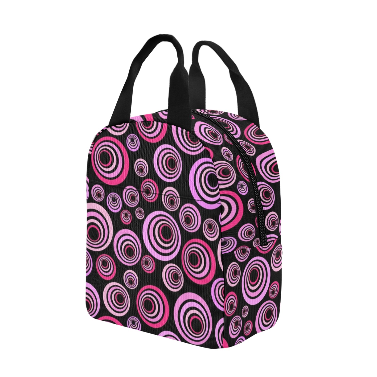 Retro Psychedelic Pretty Pink Pattern Zipper Lunch Bag (Model 1720)