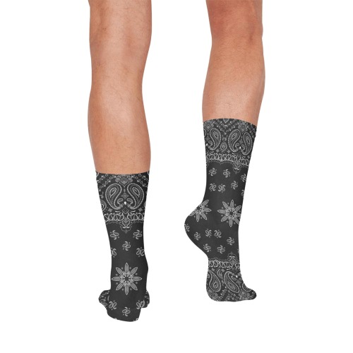 Black Bandanna Pattern All Over Print Socks for Men