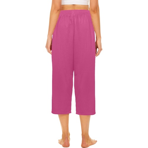 Cropped pants pink Cropped Pajama Pants (Model L66)