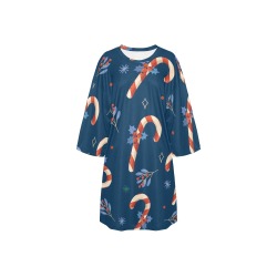 Christmas Candy Canes Night Shirt Women's Oversized Sleep Tee (Model T74)