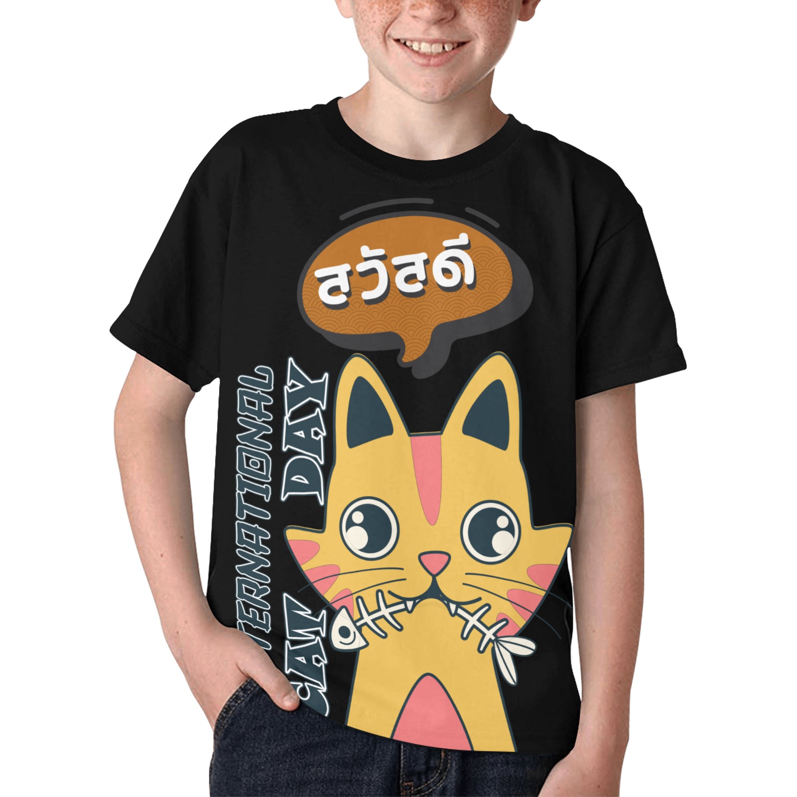 Cat Cool Kids' All Over Print T-shirt (Model T65)