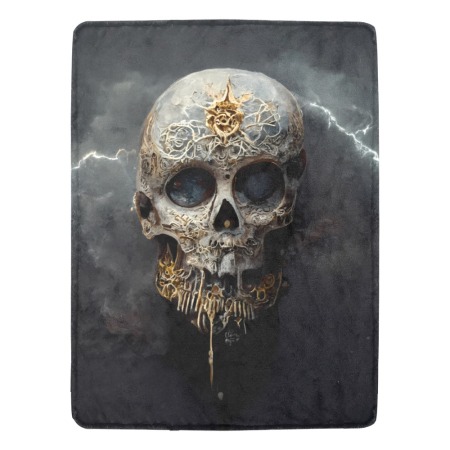 Ornate Lightning Skull Fleece Blanket 60x80