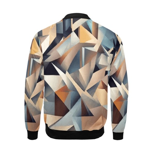Geometric triangular shapes of beige, blue colors All Over Print Bomber Jacket for Men (Model H19)