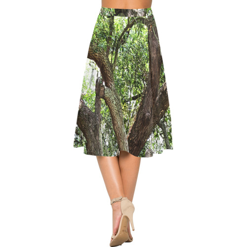Oak Tree In The Park 7659 Stinson Park Jacksonville Florida Mnemosyne Women's Crepe Skirt (Model D16)
