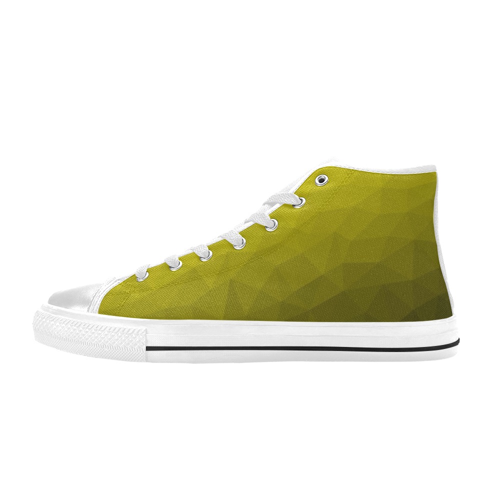 Yellow gradient geometric mesh pattern Men’s Classic High Top Canvas Shoes (Model 017)