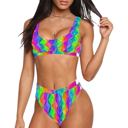 sweet colours Sport Top & High-Waisted Bikini Swimsuit (Model S07)