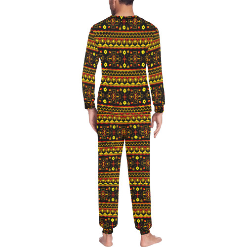 Aboriginal Ethnic Tribal Pattern Men's All Over Print Pajama Set with Custom Cuff