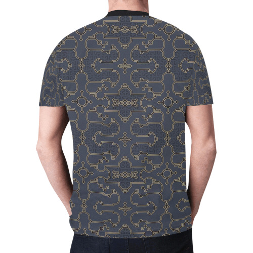 Shipibo in Grey Black and gold tones New All Over Print T-shirt for Men (Model T45)