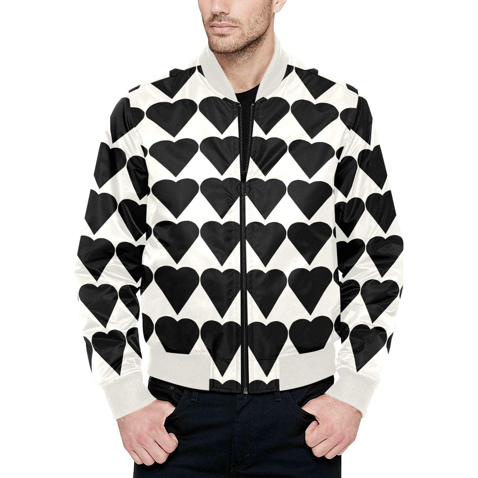 All Over Print Quilted Bomber Jacket for Men (Model H33) ID