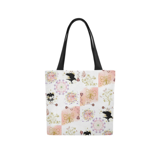 Harlequin and Crow Magical Garden Fairy Tale Fantasy Design Canvas Tote Bag (Model 1657)