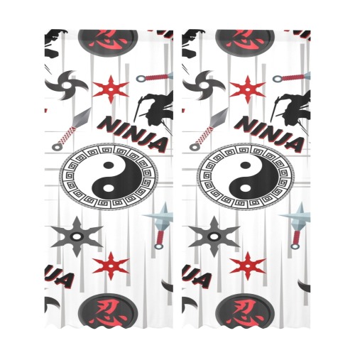 Ninja Gauze Two Piece Curtain 28 x 95 Inches Gauze Curtain 28"x95" (Two-Piece)
