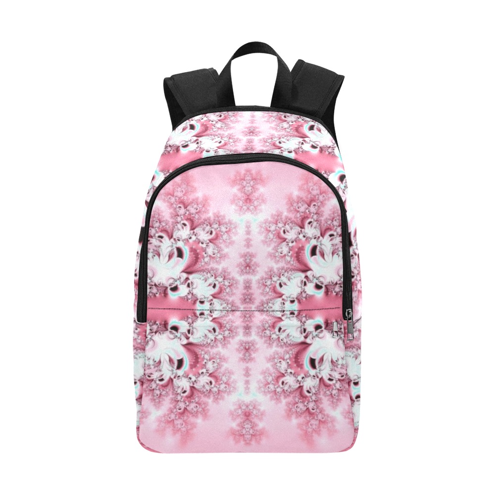 Pink Rose Garden Frost Fractal Fabric Backpack for Adult (Model 1659)