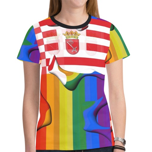Bremen Pride Flag Pop Art by Nico Bielow New All Over Print T-shirt for Women (Model T45)