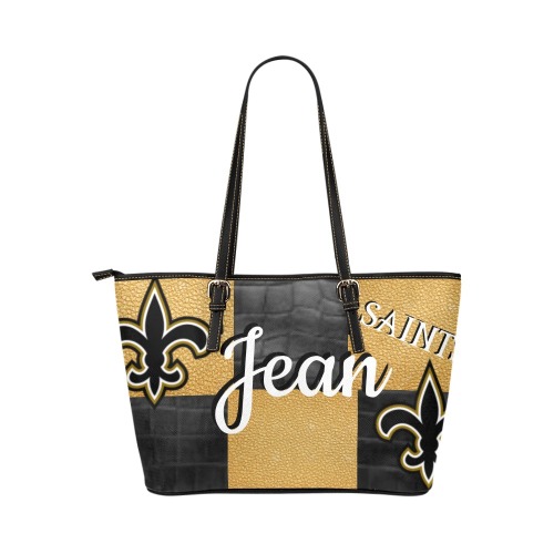 new-orleans-saints-logo-B0AD6E23C9-seeklogo.com Leather Tote Bag/Large (Model 1651)