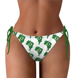 Brazil Map Flags Tie Side Bikini Bottom (Model S08)