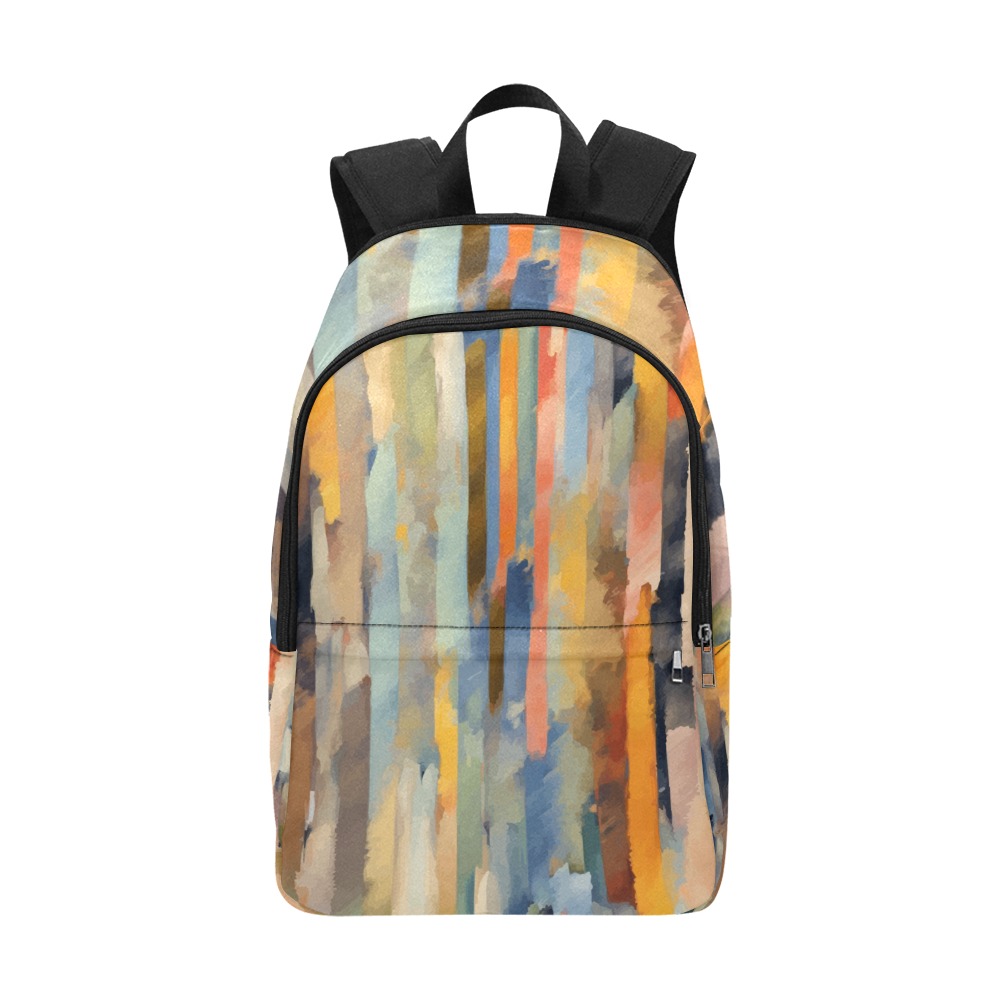 Colorful vertical lines of long brush strokes art Fabric Backpack for Adult (Model 1659)