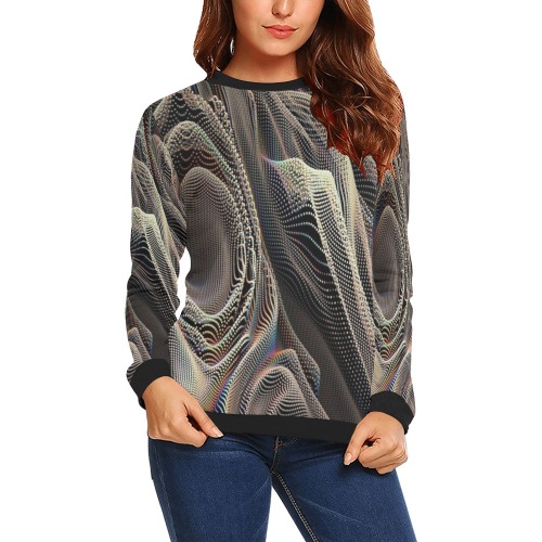 glitch waves All Over Print Crewneck Sweatshirt for Women (Model H18)