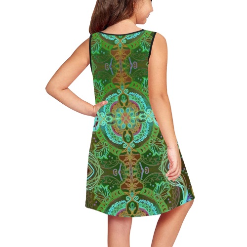 floralie-green Girls' Sleeveless Dress (Model D58)