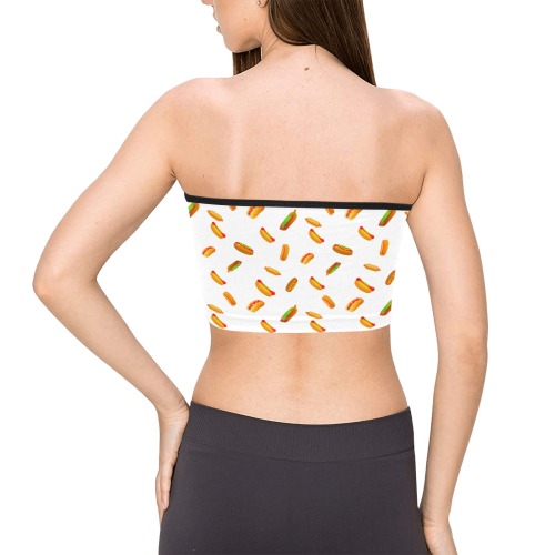 Hot Dogs on White Women's Tie Bandeau Top (Model T66)