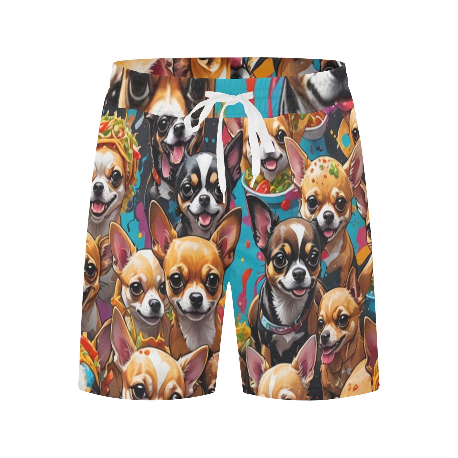 CHIHUAHUAS EATING MEXICAN FOOD 2 Men's Mid-Length Casual Shorts (Model L50)