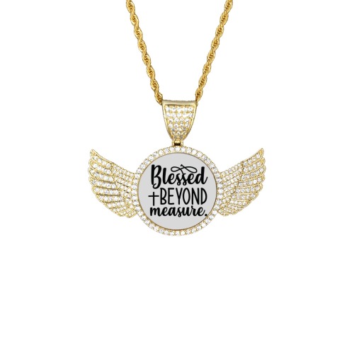 Blessed Beyond Measure Wings Gold Photo Pendant with Rope Chain