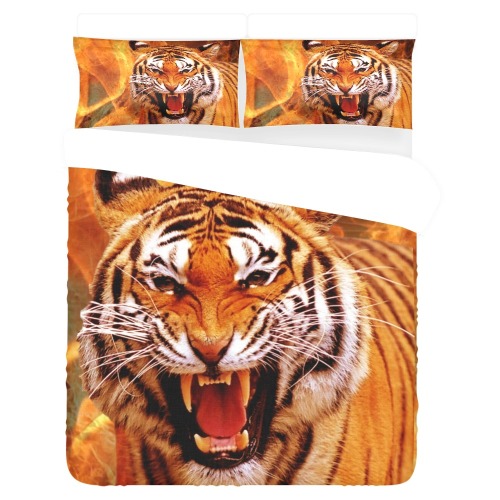 Tiger and Flame 3-Piece Bedding Set
