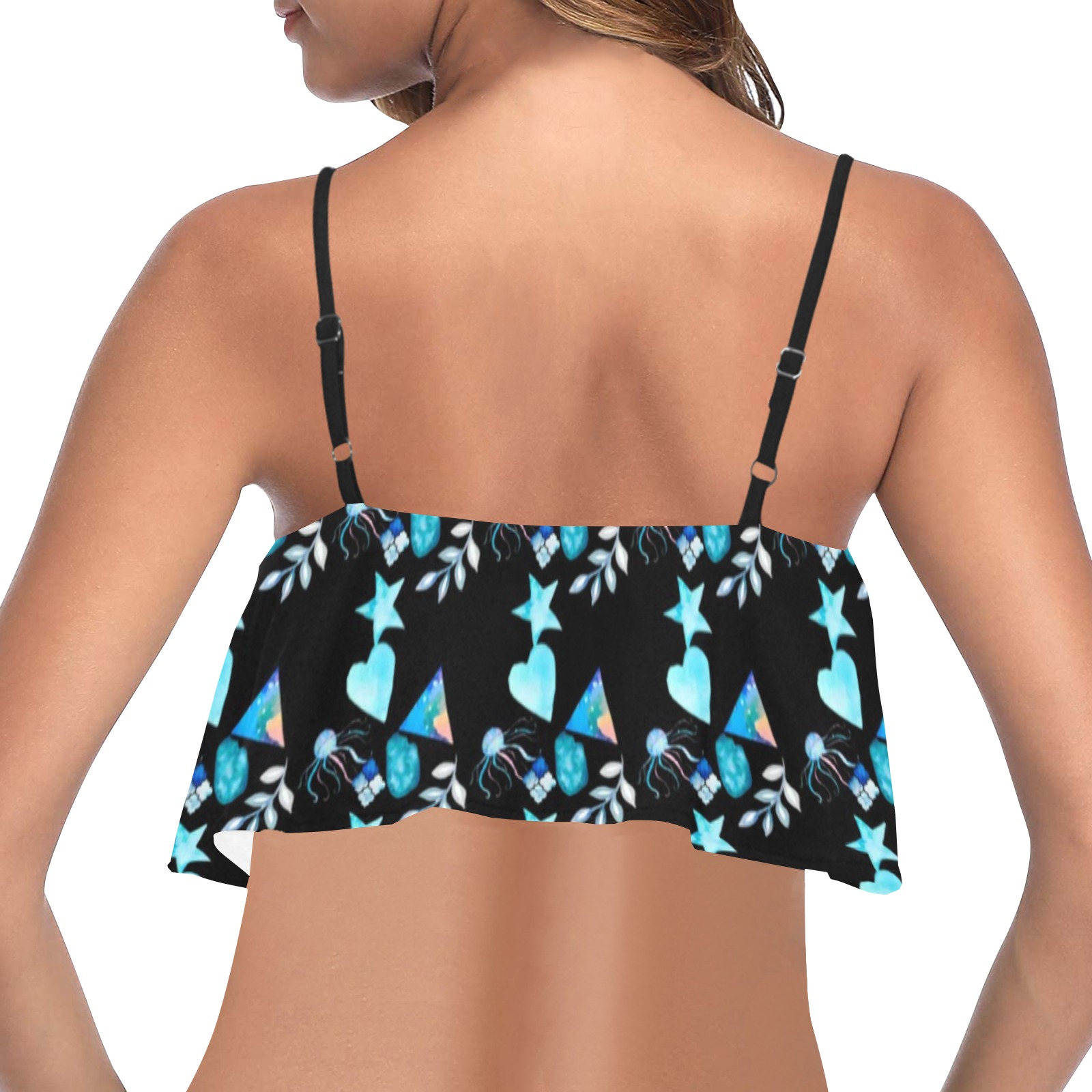 geometric Ruffle Bikini Top (Model S13)