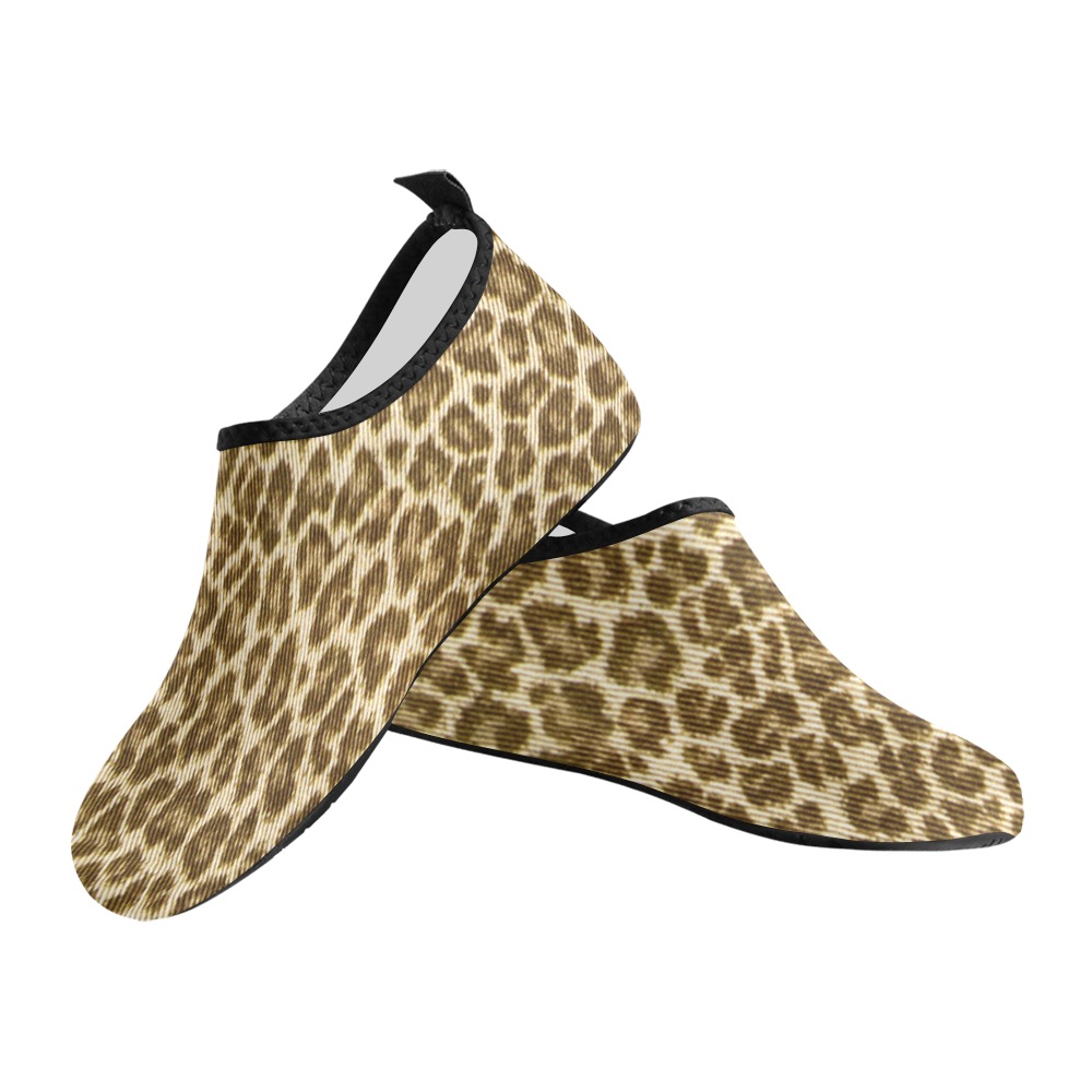 Leopard Fabric Animal Pattern Men's Slip-On Water Shoes (Model 056)