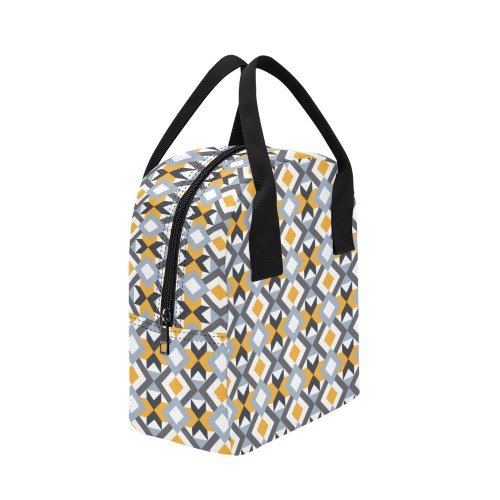 Retro Angles Abstract Geometric Pattern Zipper Lunch Bag (Model 1689)