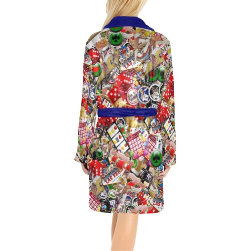 Las Vegas Icons Gamblers Delight - Blue Women's All Over Print Night Robe
